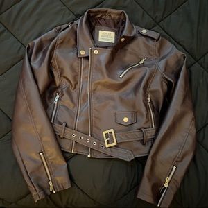 Dark Purple Moto Girls Faux Leather Jacket